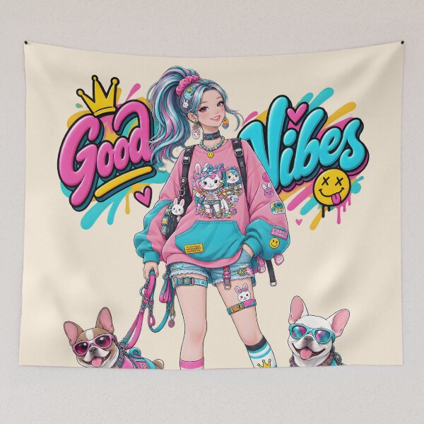 Item preview, Hyper color girl and dogs designed and sold by aliraweb.