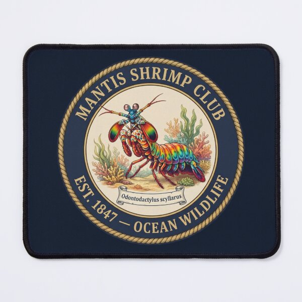 Item preview, Mantis Shrimp Club Vintage Badge Ocean Wildlife designed and sold by CalmCapy Co.