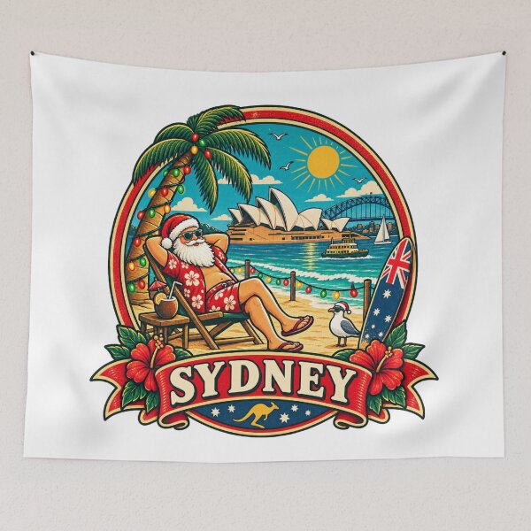 Item preview, Sydney Christmas Beach Santa Retro Australia  designed and sold by Globalcitytees.