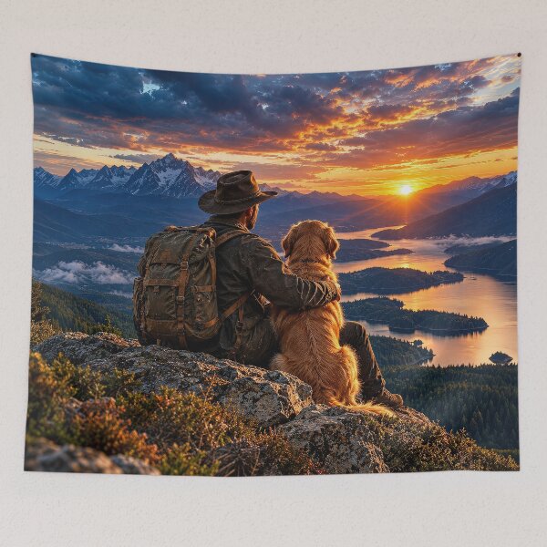 Item preview, Trail Companions – Man and Dog in the Mountains designed and sold by Ray's Photos & Art.