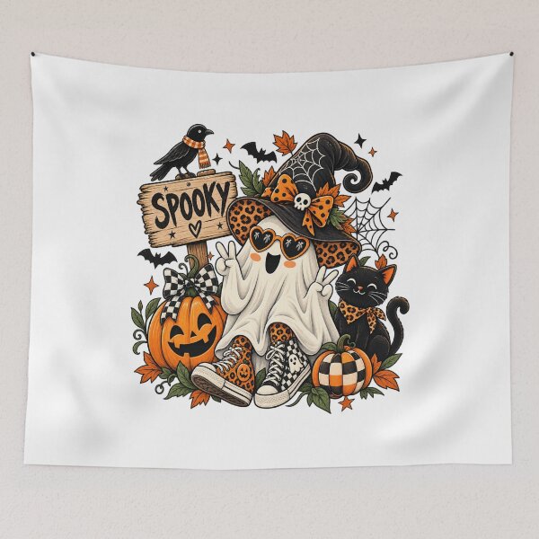 Item preview, Cute Spooky Ghost Halloween Witch Pumpkin designed and sold by afr-saad.