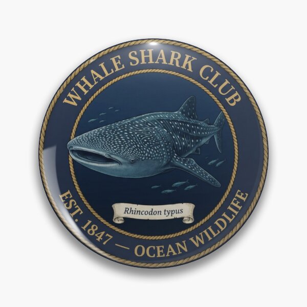 Item preview, Whale Shark Club Vintage Badge Ocean Wildlife Art designed and sold by CalmCapy Co.