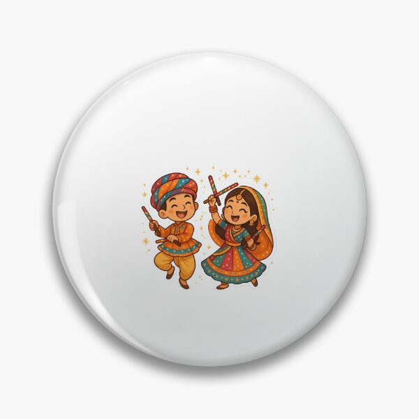 Item preview, Cartoon Gujarati Boy  Girl Playing Garba  Navratri Dandiya Design designed and sold by scale-sdenae.