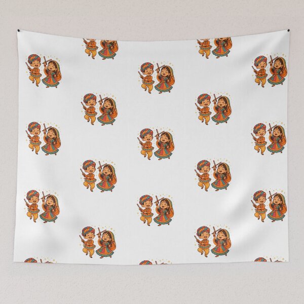 Item preview, Cartoon Gujarati Boy  Girl Playing Garba  Navratri Dandiya Design designed and sold by scale-sdenae.