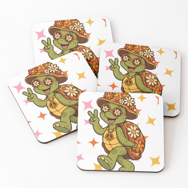 Item preview, Groovy Hippie Turtle – Retro 70s Peace Sign Flower Power Design designed and sold by Inkora_CC.