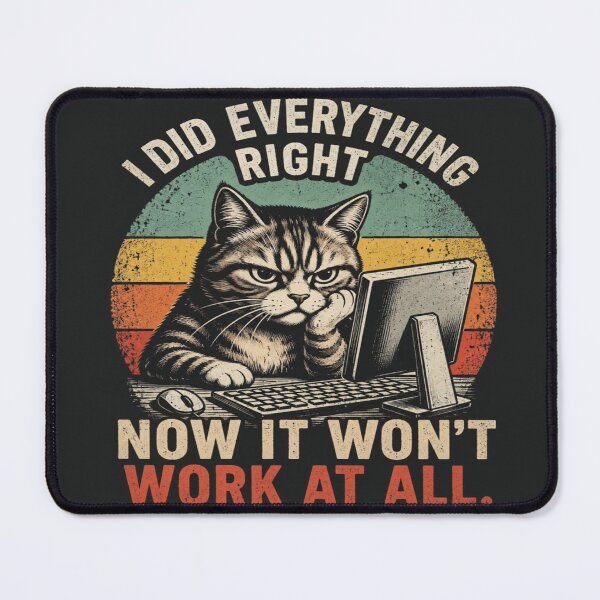 Item preview, Frustrated Cat at Computer Tech Humor designed and sold by Mindful56.