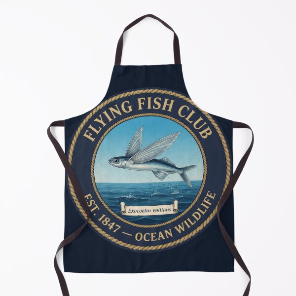 Item preview, Flying Fish Club Vintage Badge Ocean Wildlife Art designed and sold by CalmCapy Co.