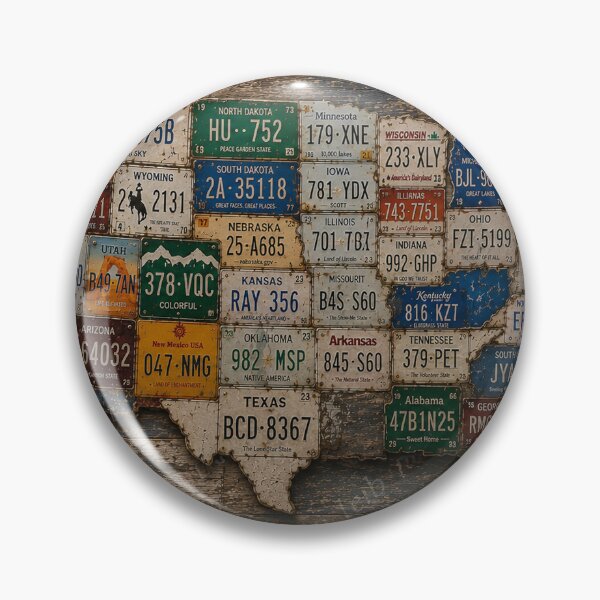 Item preview, USA License Plate Map – Vintage Americana Road Trip designed and sold by LuluLeb.