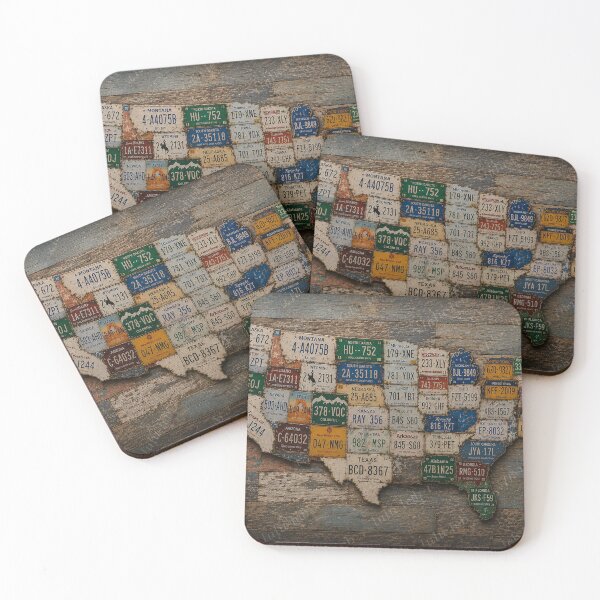 Item preview, USA License Plate Map – Vintage Americana Road Trip designed and sold by LuluLeb.