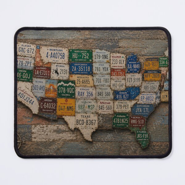 Item preview, USA License Plate Map – Vintage Americana Road Trip designed and sold by LuluLeb.