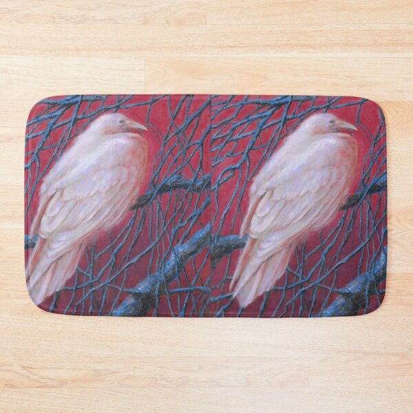Item preview, Rare White Albino Crow Perched on Winter Branches designed and sold by FabienneDerouin.