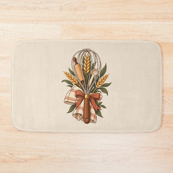 Item preview, Home Baker Gift – Vintage Whisk, Rolling Pin and Wheat Design designed and sold by astersgraphics.