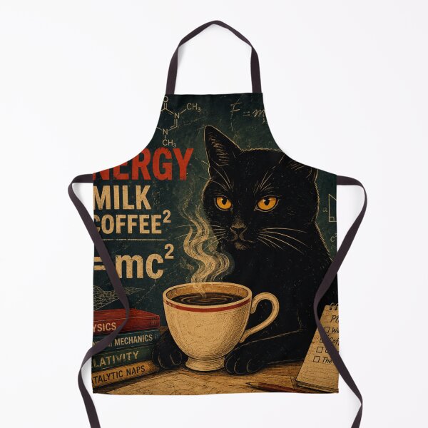 Item preview, Black Cat Coffee Science Nerd – Energy Equals Milk Times Coffee Squared Cat Lover Design designed and sold by AbstractAuraArt.