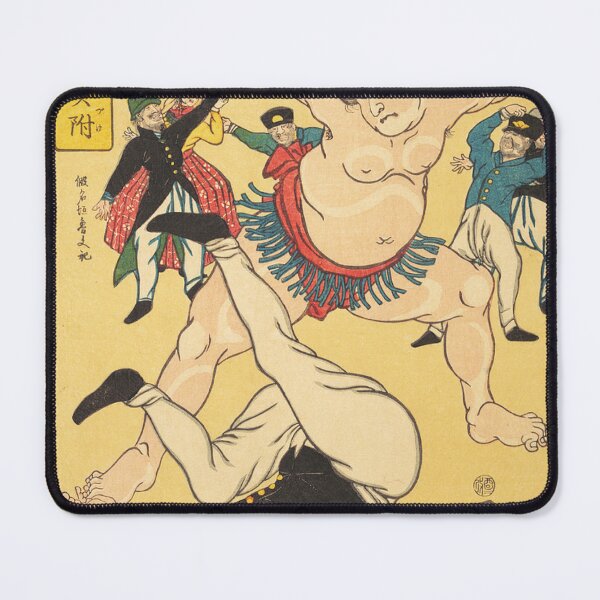 Item preview, Vintage Japanese Sumo Wrestler Defeating Foreigner Ukiyo-e Art designed and sold by vekotpu.