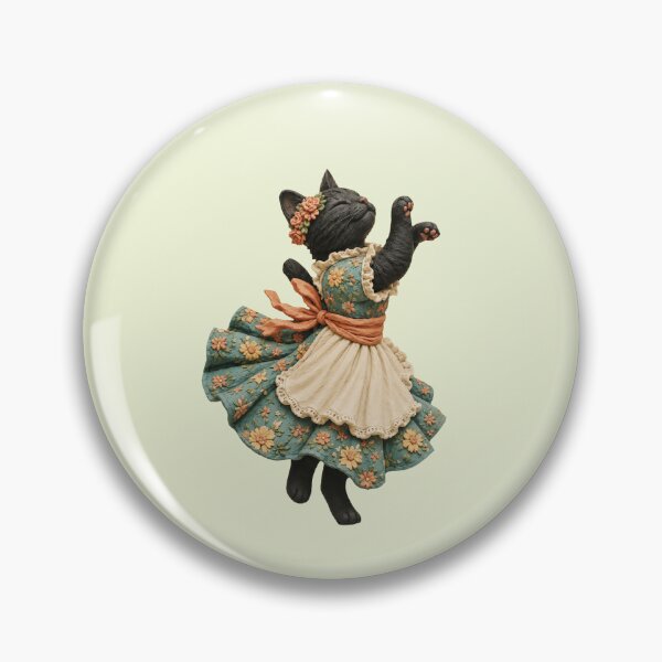Item preview, Black Cat Ballerina – Cute Vintage Floral Dance Cat in Clay Art Style designed and sold by StickerJas.
