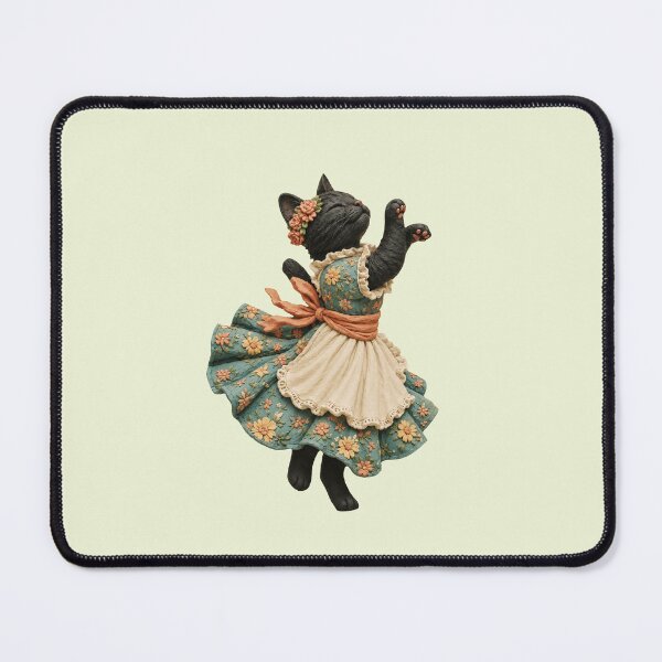 Item preview, Black Cat Ballerina – Cute Vintage Floral Dance Cat in Clay Art Style designed and sold by StickerJas.