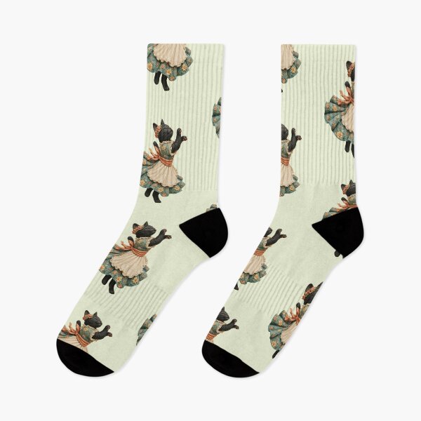 Item preview, Black Cat Ballerina – Cute Vintage Floral Dance Cat in Clay Art Style designed and sold by StickerJas.
