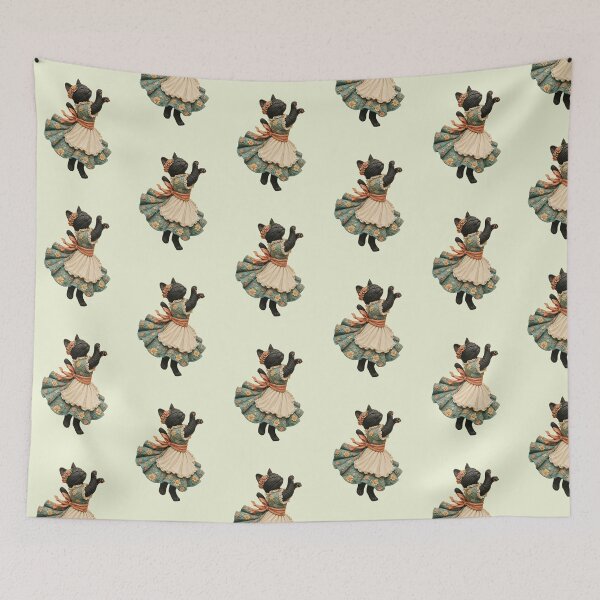 Item preview, Black Cat Ballerina – Cute Vintage Floral Dance Cat in Clay Art Style designed and sold by StickerJas.