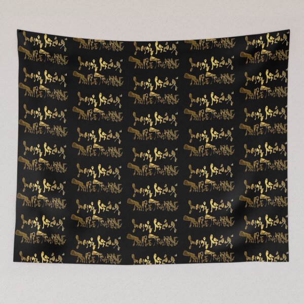 Item preview, Golden Triple Trapeze Japanese Katakana Calligraphy Funny Acrobat Trio Art designed and sold by noworries-art.