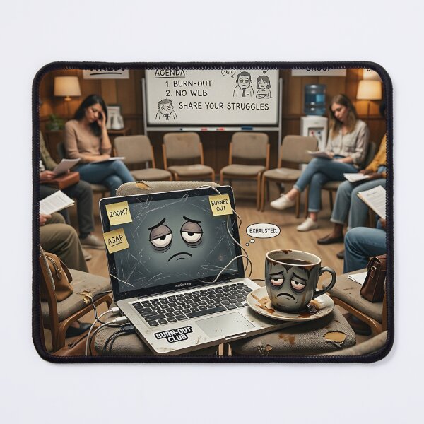 Item preview, Overworked Laptop Support Group Office Burnout Humor designed and sold by Michaelragheb.