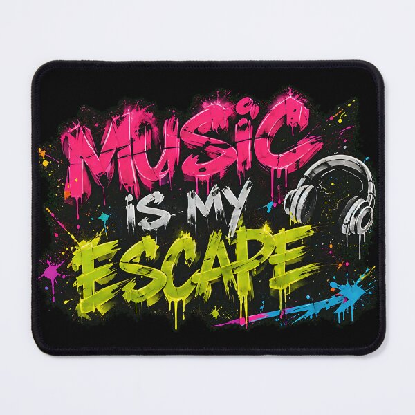 Item preview, Rave Music Is My Escape – Neon EDM Graffiti Headphones designed and sold by RH Design Lab.