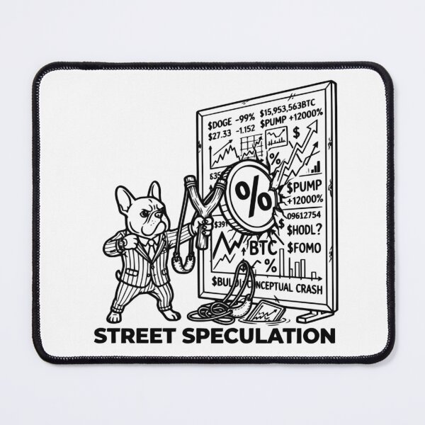 Item preview, Street Speculation Funny Crypto Slingshot French Bulldog Stock Market Meme designed and sold by The Bold Line Studio.