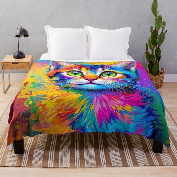 Item preview, Rainbow Cat - Colorful Pop Art Portrait designed and sold by ZykeArt.