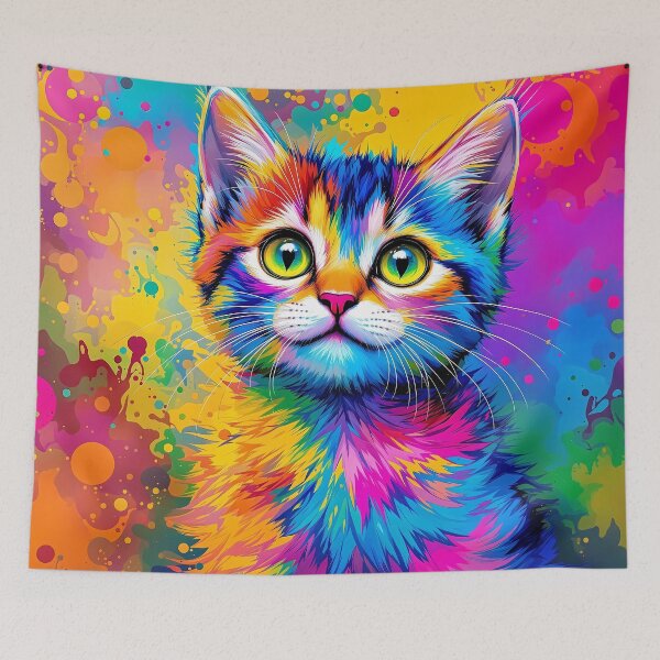 Item preview, Rainbow Cat - Colorful Pop Art Portrait designed and sold by ZykeArt.
