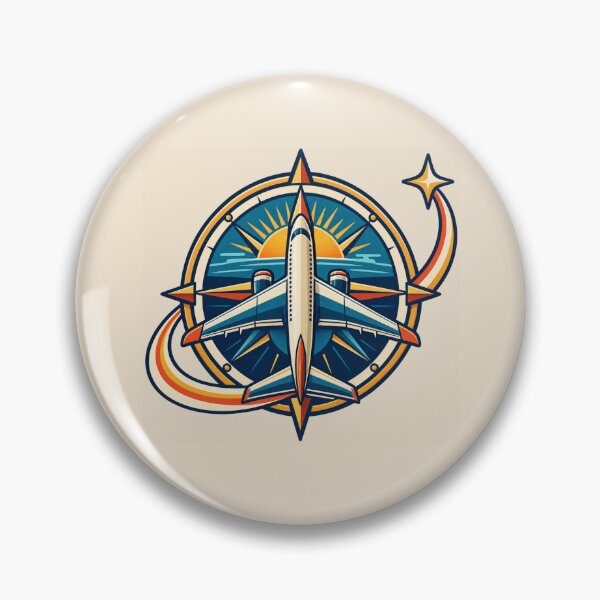 Item preview, Pilot Gift – Retro Airplane Compass and Flight Path Design designed and sold by astersgraphics.