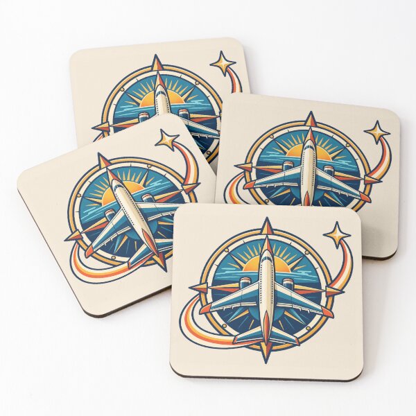 Item preview, Pilot Gift – Retro Airplane Compass and Flight Path Design designed and sold by astersgraphics.