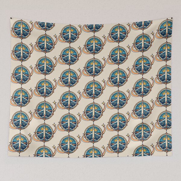 Item preview, Pilot Gift – Retro Airplane Compass and Flight Path Design designed and sold by astersgraphics.