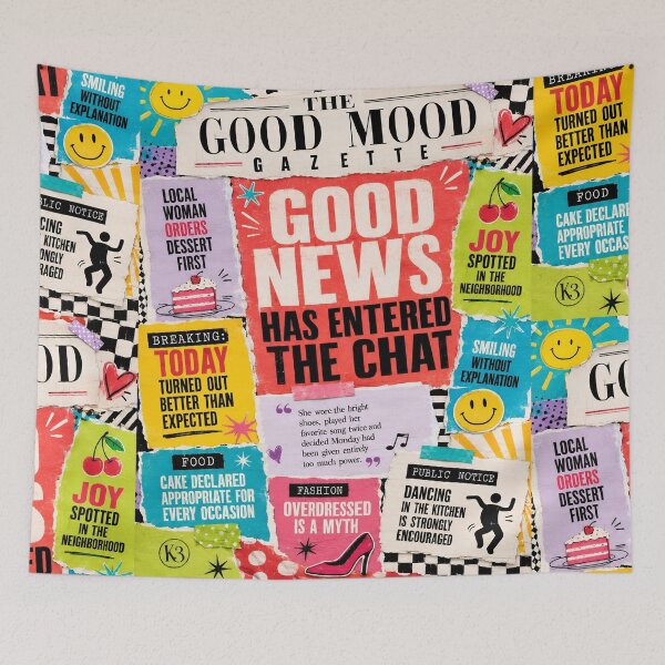 Item preview, Colorful Good Mood Retro Newspaper Collage Art designed and sold by K3DreamKreations .