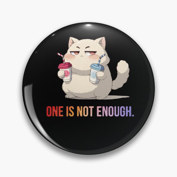 Item preview, One Is Not Enough – Funny Cat with Two Coffee Cups designed and sold by Mousy17.
