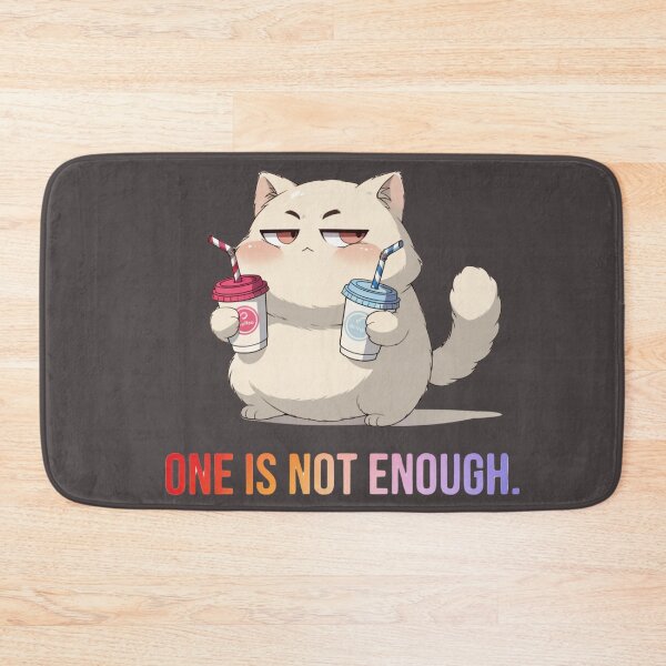 Item preview, One Is Not Enough – Funny Cat with Two Coffee Cups designed and sold by Mousy17.