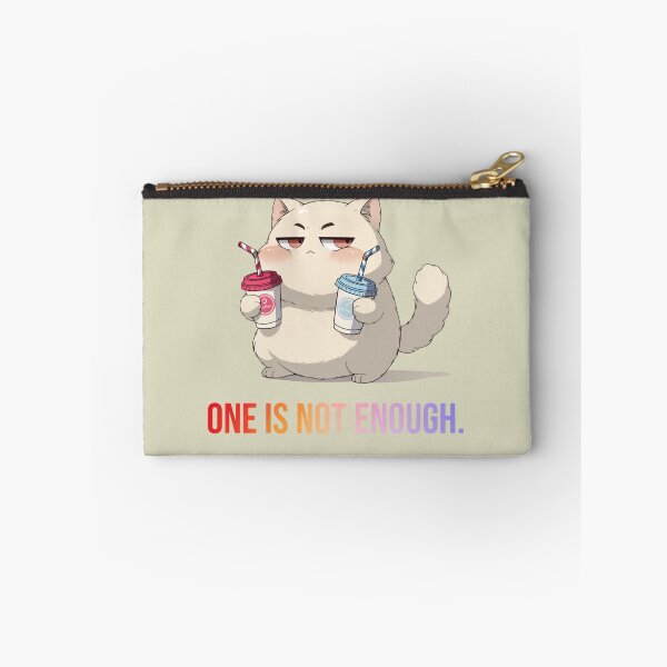 Item preview, One Is Not Enough – Funny Cat with Two Coffee Cups designed and sold by Mousy17.