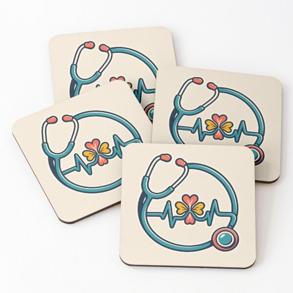 Item preview, Nurse Gift – Retro Stethoscope Heartbeat Floral Design designed and sold by astersgraphics.