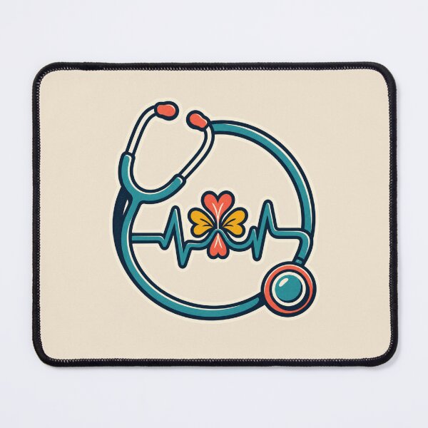 Item preview, Nurse Gift – Retro Stethoscope Heartbeat Floral Design designed and sold by astersgraphics.