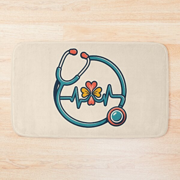 Item preview, Nurse Gift – Retro Stethoscope Heartbeat Floral Design designed and sold by astersgraphics.