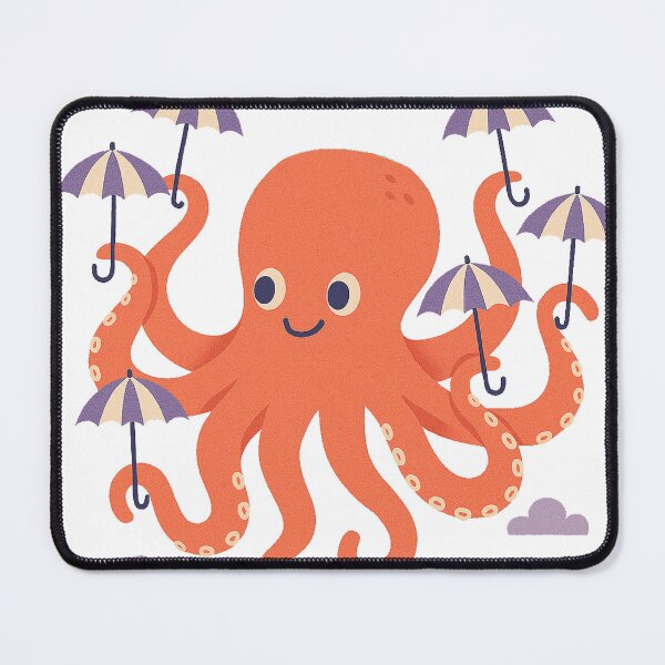 Item preview, Cute Orange Octopus Holding Striped Umbrellas designed and sold by Stayfrostybro.