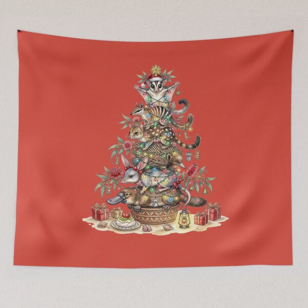 Item preview, Australian Animals Christmas Tree – Whimsical Native Fauna Holiday Art designed and sold by Wennebabs.