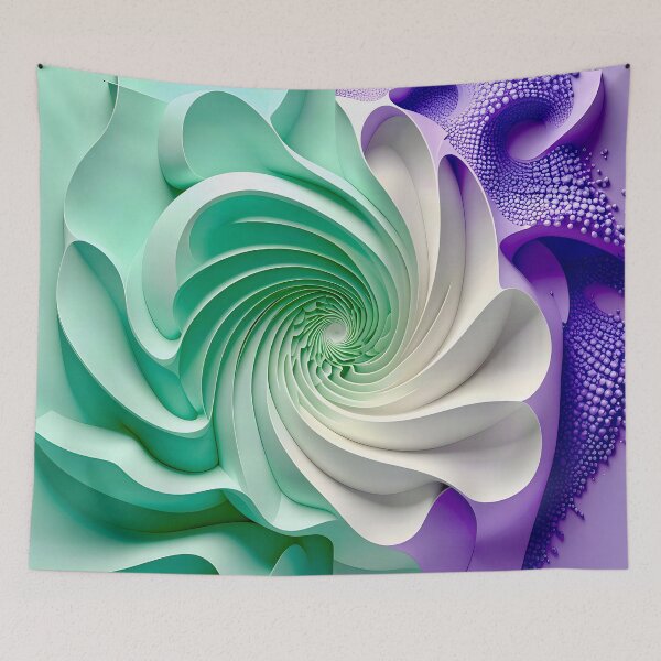 Item preview, Mint Green and Violet Geometric Spiral designed and sold by Vicky Brago-Mitchell®.