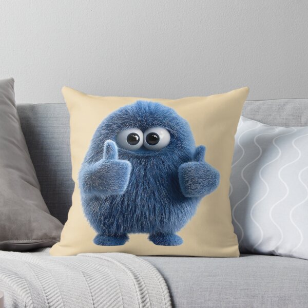 Item preview, Cute Blue Furry Monster Giving Double Thumbs Up designed and sold by DoveArtDesigns.