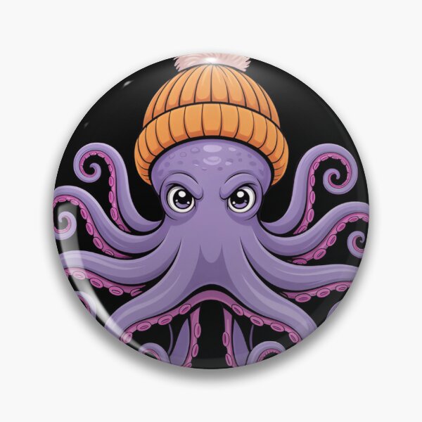 Item preview, Cute Purple Octopus Wearing Orange Beanie – Funny Kawaii Winter Sea Creature Cartoon T-Shirt designed and sold by ZyxDes.