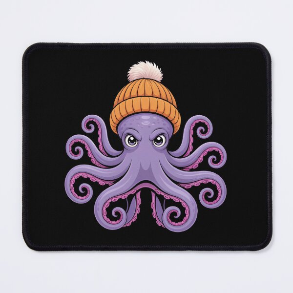 Item preview, Cute Purple Octopus Wearing Orange Beanie – Funny Kawaii Winter Sea Creature Cartoon T-Shirt designed and sold by ZyxDes.