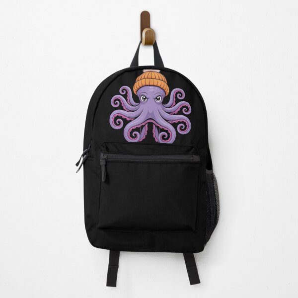 Item preview, Cute Purple Octopus Wearing Orange Beanie – Funny Kawaii Winter Sea Creature Cartoon T-Shirt designed and sold by ZyxDes.
