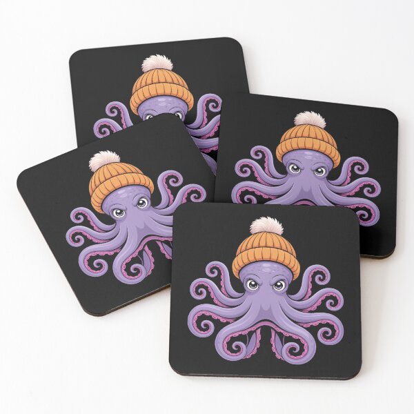 Item preview, Cute Purple Octopus Wearing Orange Beanie – Funny Kawaii Winter Sea Creature Cartoon T-Shirt designed and sold by ZyxDes.