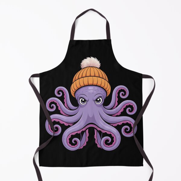 Item preview, Cute Purple Octopus Wearing Orange Beanie – Funny Kawaii Winter Sea Creature Cartoon T-Shirt designed and sold by ZyxDes.
