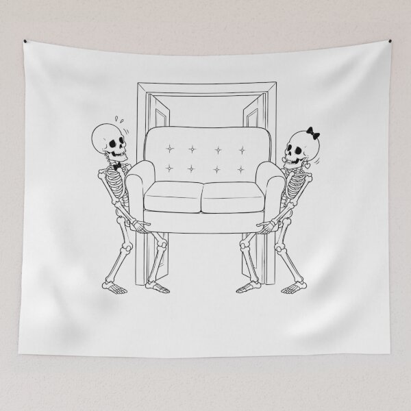 Item preview, Skeleton Couple Moving a Sofa Together designed and sold by Qenlo.