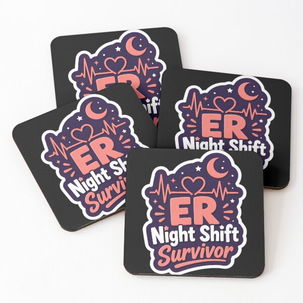 Item preview, ER Night Shift Survivor Heartbeat Moon Design designed and sold by CalmDownZone ⭐️⭐️⭐️⭐️⭐️.