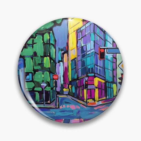 Item preview, Modern City Expressionist Oil Painting Canvas | Fauvist Metropolis Streetscape Fine Art Print | Vibrant Urban Intersection Wall Decor | Bold Abstract City Landscape Poster designed and sold by SergioMiklos.